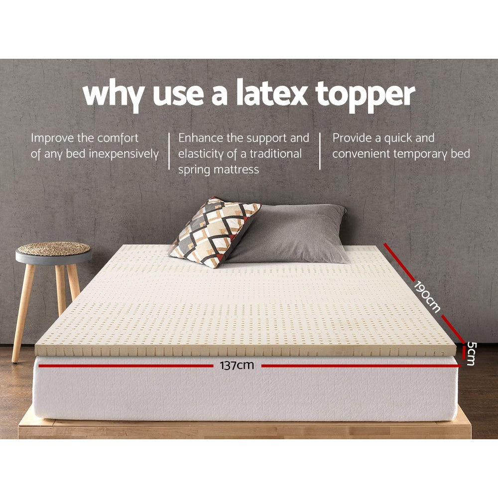 Giselle Bedding Pure Natural Latex Mattress Topper 7 Zone 5cm Double Giselle Bedding