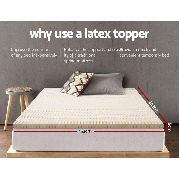 Giselle Bedding Pure Natural Latex Mattress Topper 7 Zone 5cm Queen freeshipping - Awezingly