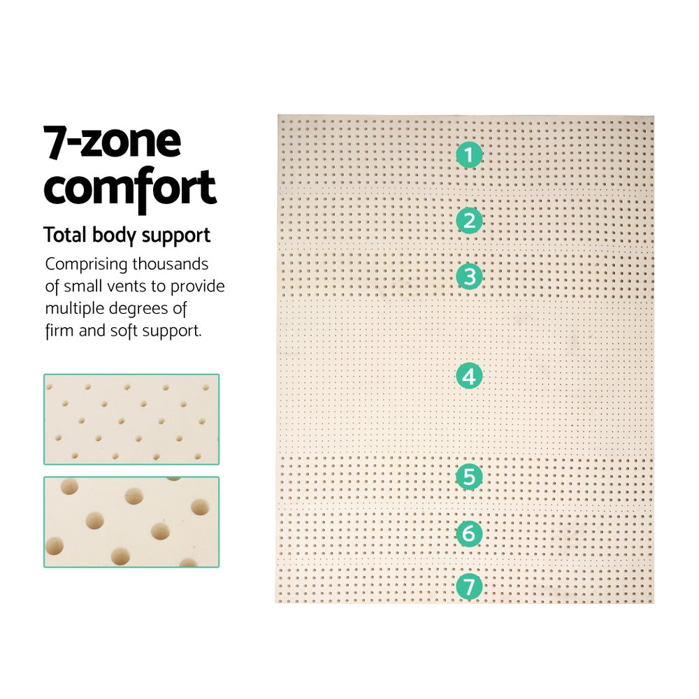 Giselle Bedding 7 Zone Latex Mattress Topper Underlay 7.5cm Queen Mat Pad Cover Giselle Bedding