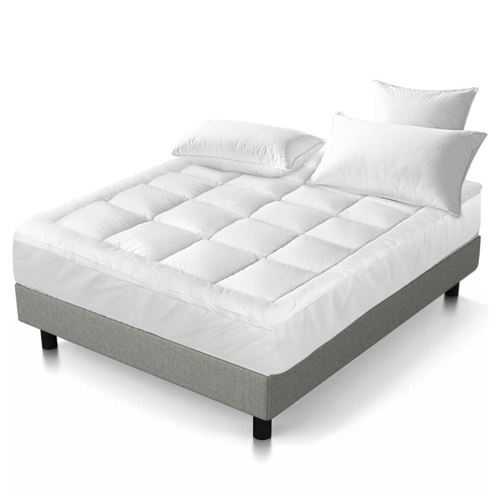 Giselle Queen Mattress Topper Pillowtop 1000GSM Microfibre Filling Protector freeshipping - Awezingly