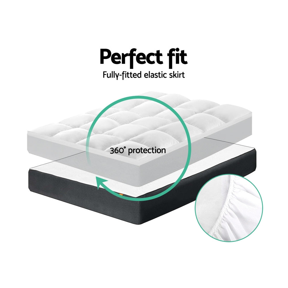 Giselle Queen Mattress Topper Pillowtop 1000GSM Microfibre Filling Protector freeshipping - Awezingly