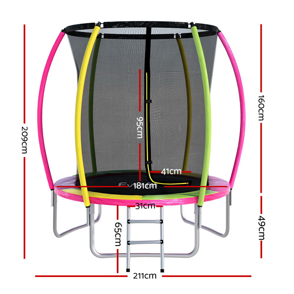 Everfit Trampoline 6FT Kids Trampolines Cover Safety Net Pad Gift Multi-colored Everfit