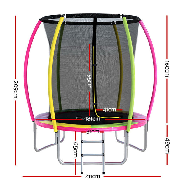 Everfit Trampoline 6FT Kids Trampolines Cover Safety Net Pad Gift Multi-colored Everfit