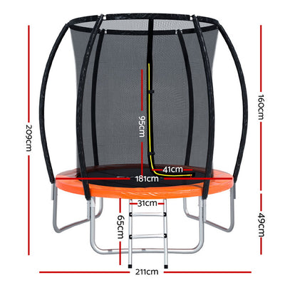 Everfit Trampoline 6FT Kids Trampolines Cover Safety Net Pad Gift Orange
