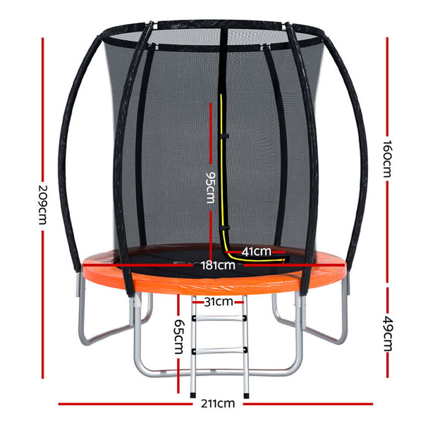 Everfit Trampoline 6FT Kids Trampolines Cover Safety Net Pad Gift Orange Everfit
