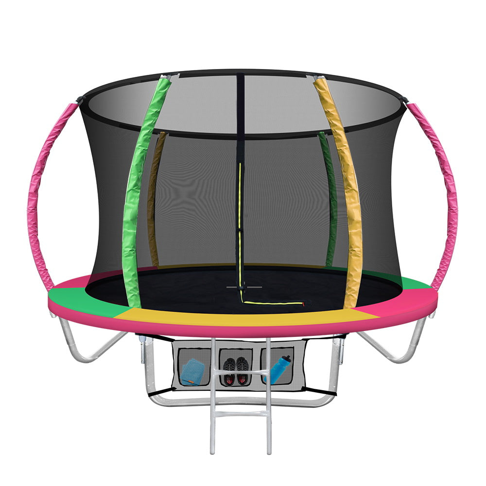 8FT Trampoline Round Trampolines Kid Safety Net Pad Outdoor Multi-coloured freeshipping - Awezingly