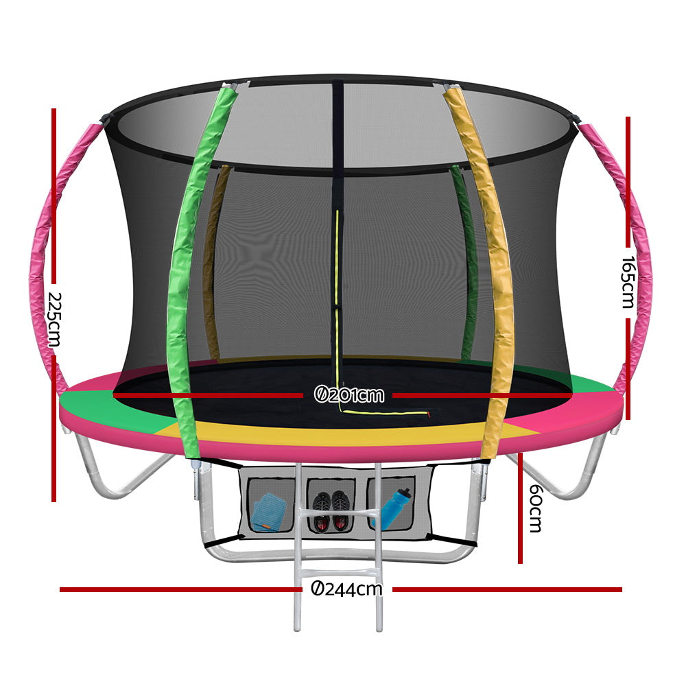 8FT Trampoline Round Trampolines Kid Safety Net Pad Outdoor Multi-coloured freeshipping - Awezingly