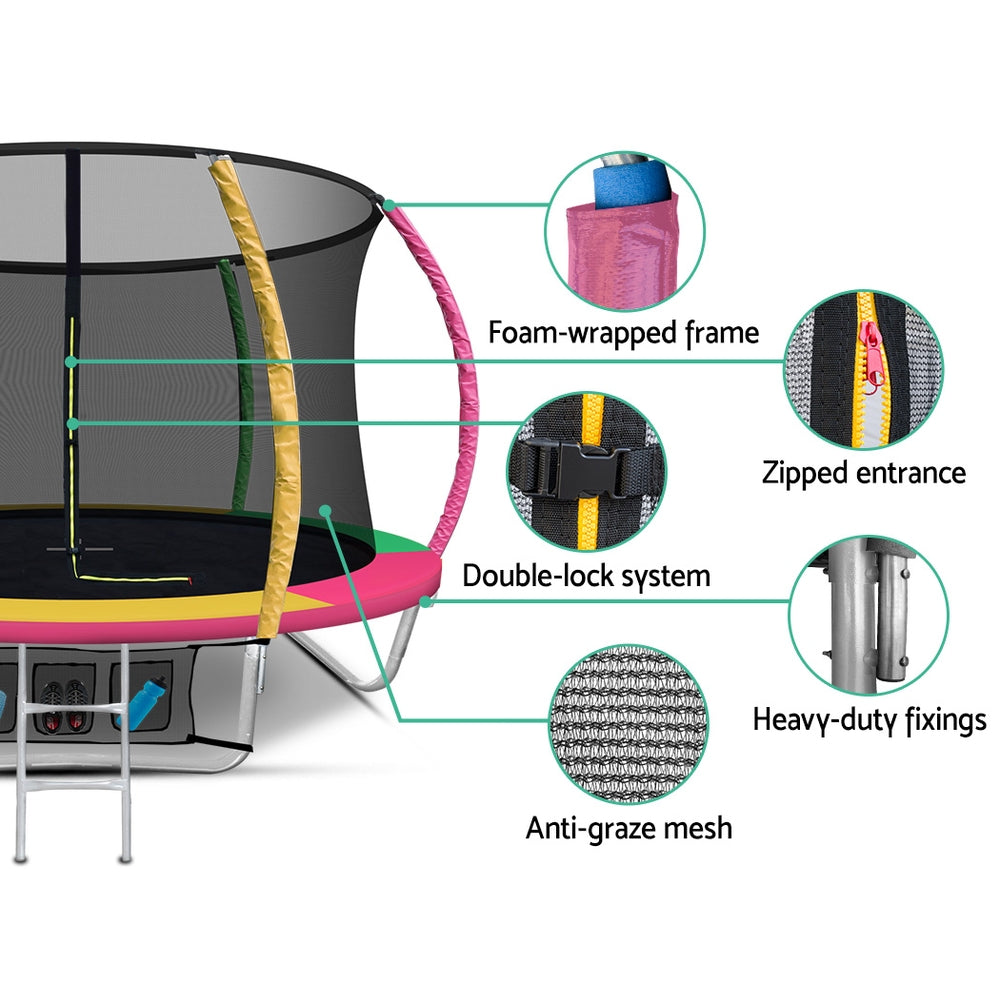 8FT Trampoline Round Trampolines Kid Safety Net Pad Outdoor Multi-coloured freeshipping - Awezingly