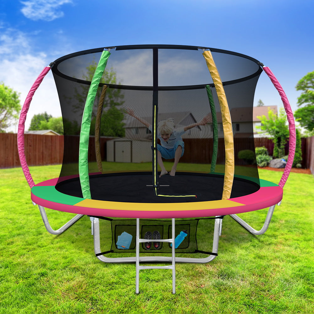 8FT Trampoline Round Trampolines Kid Safety Net Pad Outdoor Multi-coloured freeshipping - Awezingly