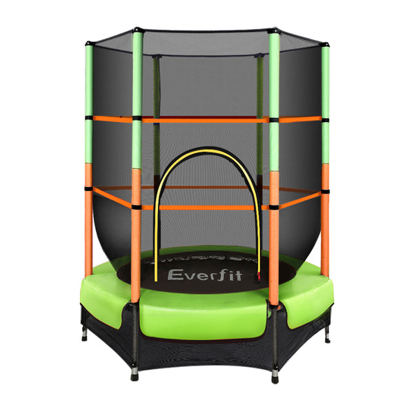 Everfit Trampoline 4.5FT Kids Trampolines Cover Safety Net Pad Ladder Gift Green Everfit