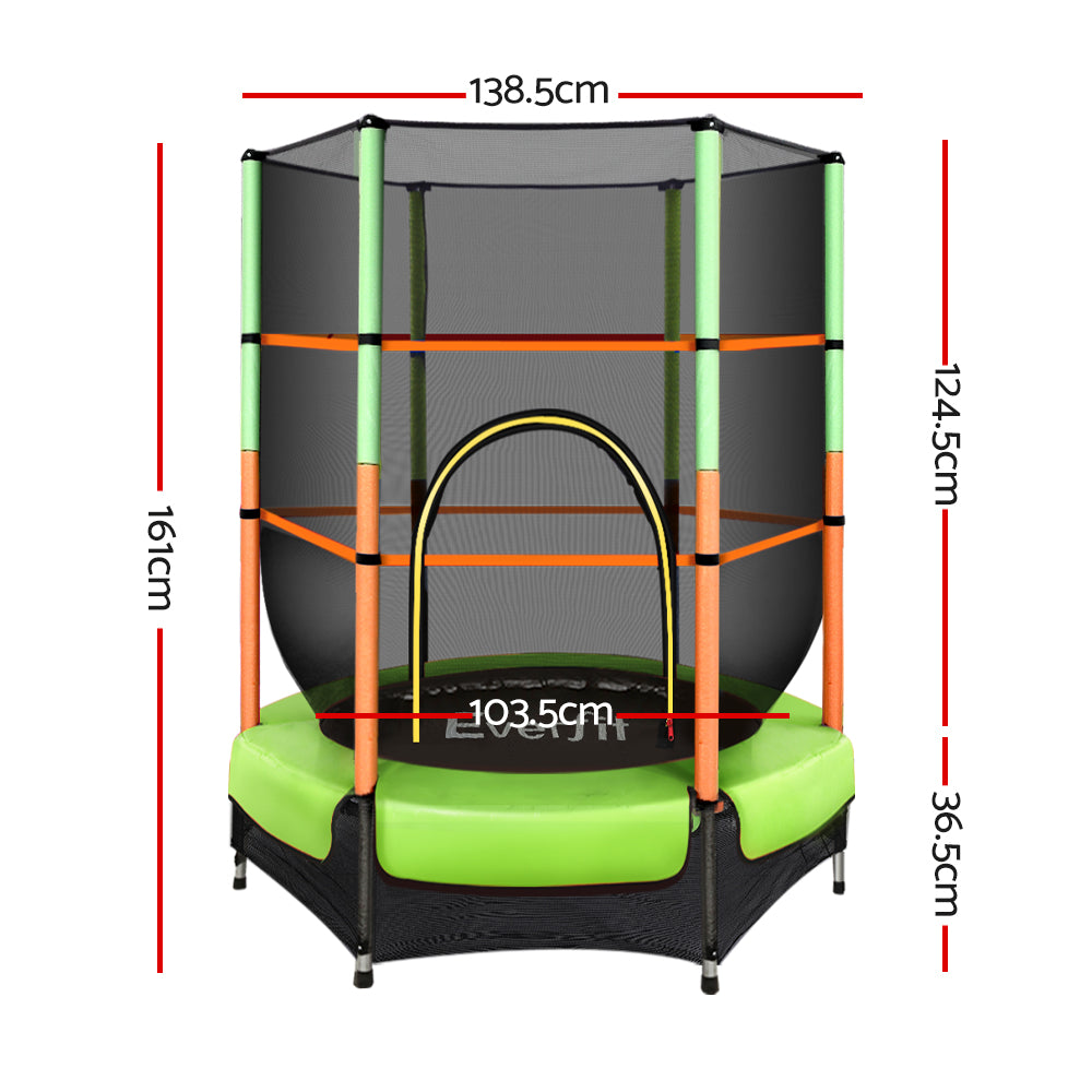 Everfit Trampoline 4.5FT Kids Trampolines Cover Safety Net Pad Ladder Gift Green Everfit
