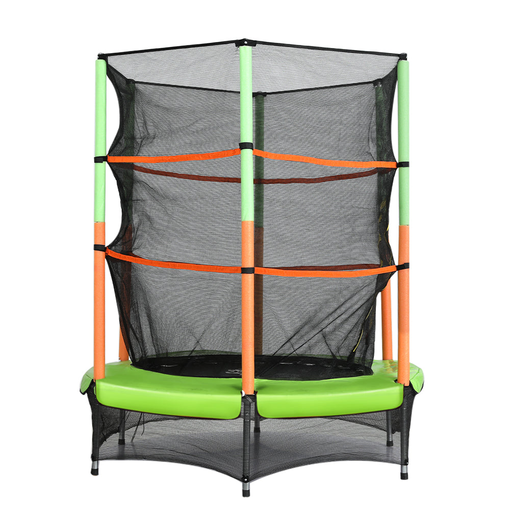 Everfit Trampoline 4.5FT Kids Trampolines Cover Safety Net Pad Ladder Gift Green Everfit