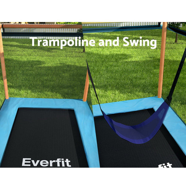 Everfit Trampoline 6FT Kids 2-in-1 Swing Belt Safety Net Gift Rectangle Orange Everfit