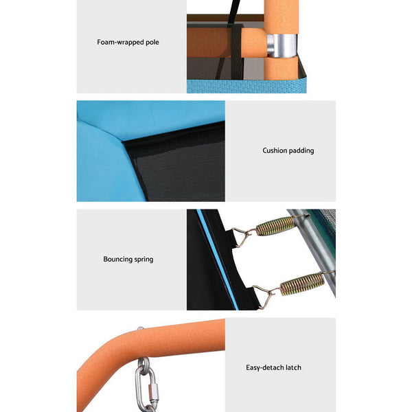 Everfit Trampoline 6FT Kids 2-in-1 Swing Belt Safety Net Gift Rectangle Orange Everfit