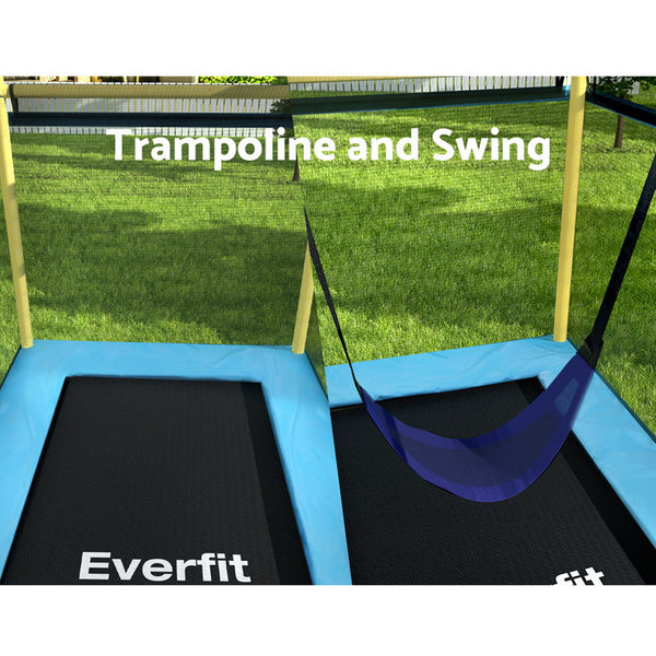 Everfit Trampoline 6FT Kids 2-in-1 Swing Belt Safety Net Gift Rectangle Yellow Everfit