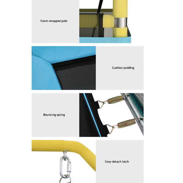 Everfit Trampoline 6FT Kids 2-in-1 Swing Belt Safety Net Gift Rectangle Yellow Everfit