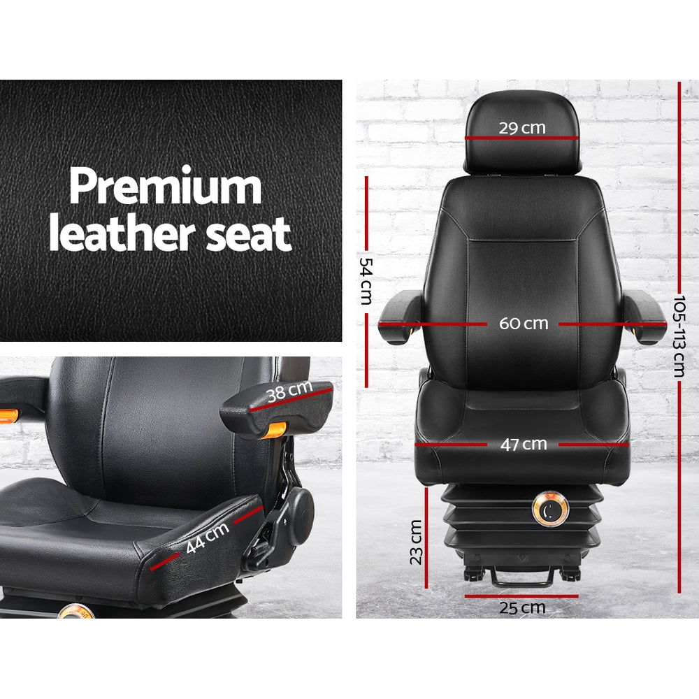 Giantz Adjustbale Tractor Seat with Suspension - Black Giantz