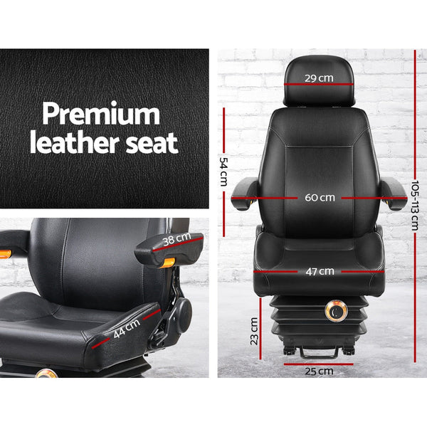 Giantz Adjustbale Tractor Seat with Suspension - Black Giantz