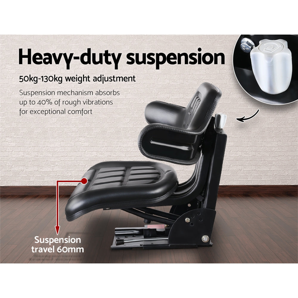 Giantz PU Leather Tractor Seat - Black Giantz