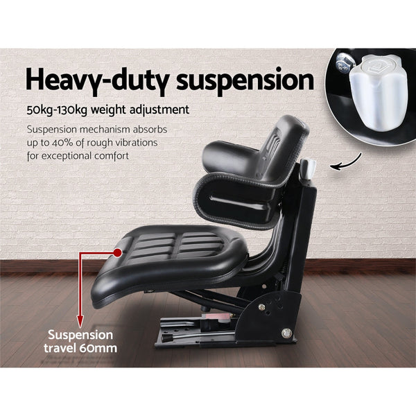 Giantz PU Leather Tractor Seat - Black Giantz