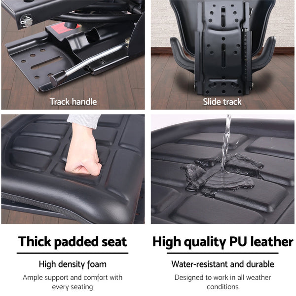 Giantz PU Leather Tractor Seat - Black Giantz