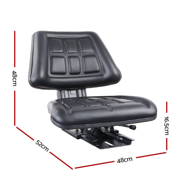 Giantz PU Leather Tractor Seat with Sliding Track - Black Giantz