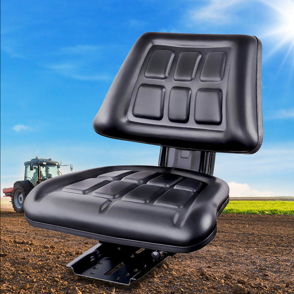 Giantz PU Leather Tractor Seat with Sliding Track - Black Giantz