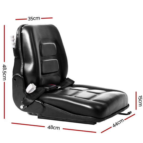 Giantz Universal Forklift Seat Tractor Excavator Truck Bobcat Leather Backrest Giantz