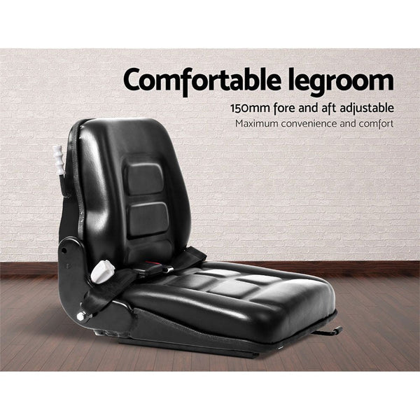 Giantz Universal Forklift Seat Tractor Excavator Truck Bobcat Leather Backrest Giantz