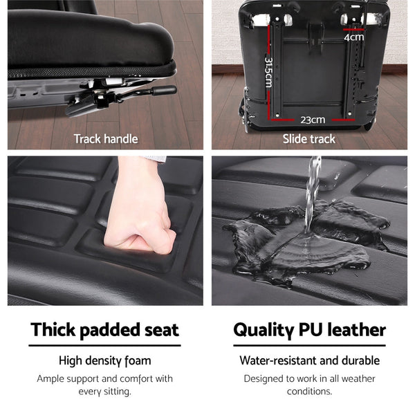 Giantz Universal Forklift Seat Tractor Excavator Truck Bobcat Leather Backrest Giantz