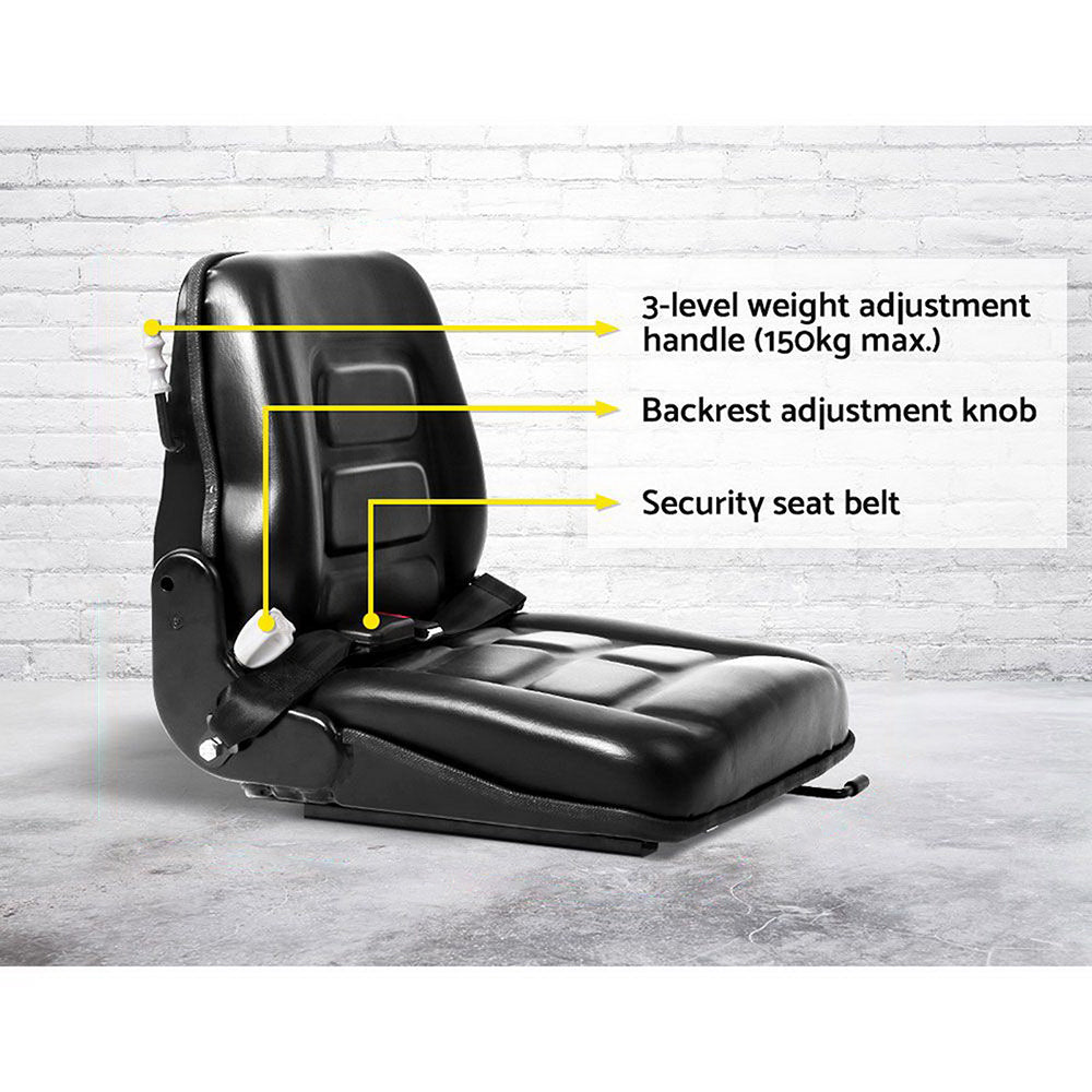 Giantz Universal Forklift Seat Tractor Excavator Truck Bobcat Leather Backrest Giantz
