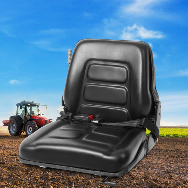 Giantz Universal Forklift Seat Tractor Excavator Truck Bobcat Leather Backrest Giantz