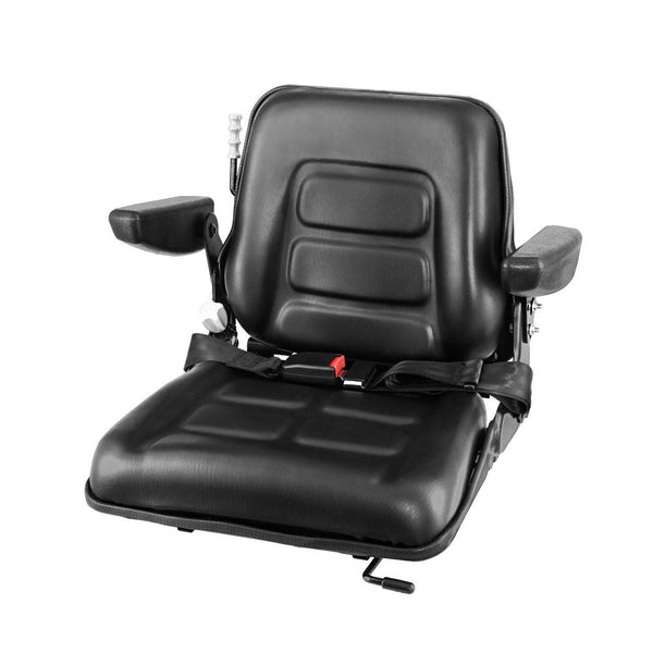 Giantz Tractor Seat with Armrest Forklift Excavator Bulldozer Universal Suspension Backrest Truck Chair black Giantz