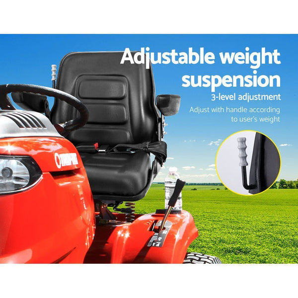 Giantz Tractor Seat with Armrest Forklift Excavator Bulldozer Universal Suspension Backrest Truck Chair black Giantz