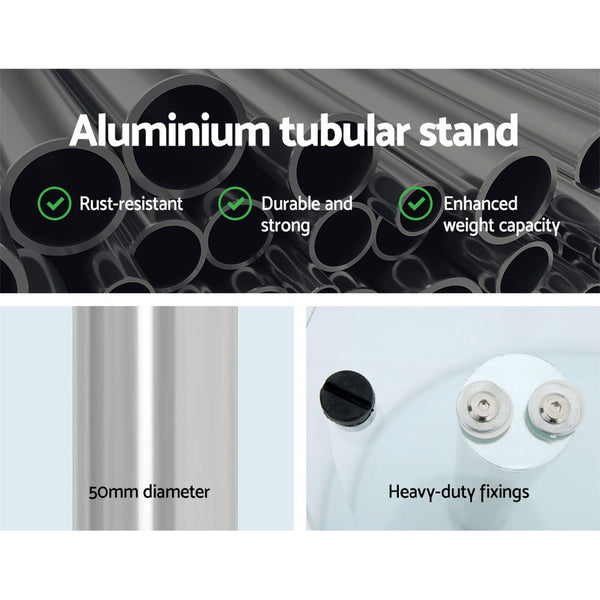 Artiss Side Coffee Table Oval Tempered Glass Top 2 Tier freeshipping - Awezingly