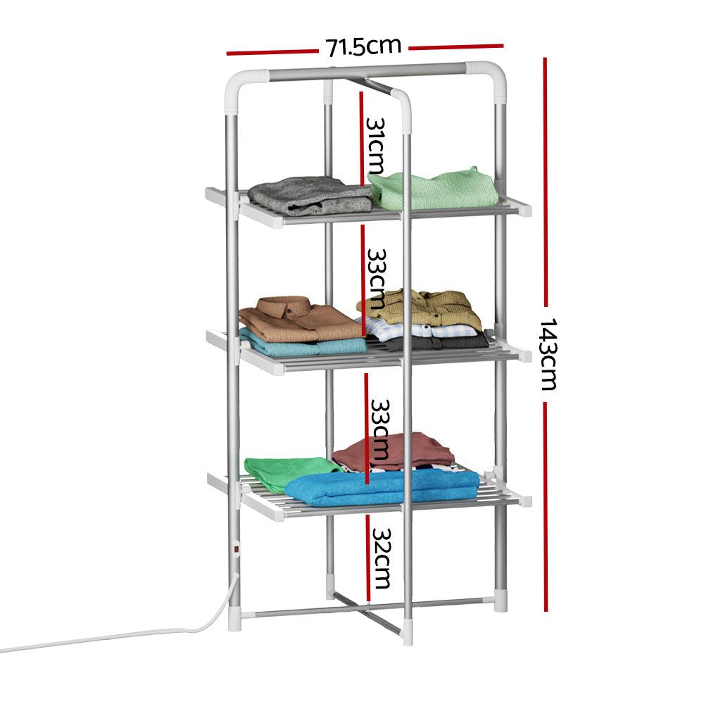 Devanti Electric Heated Towel Clothes Rail Rack Airer Dryer Warmer Stand 300W Devanti
