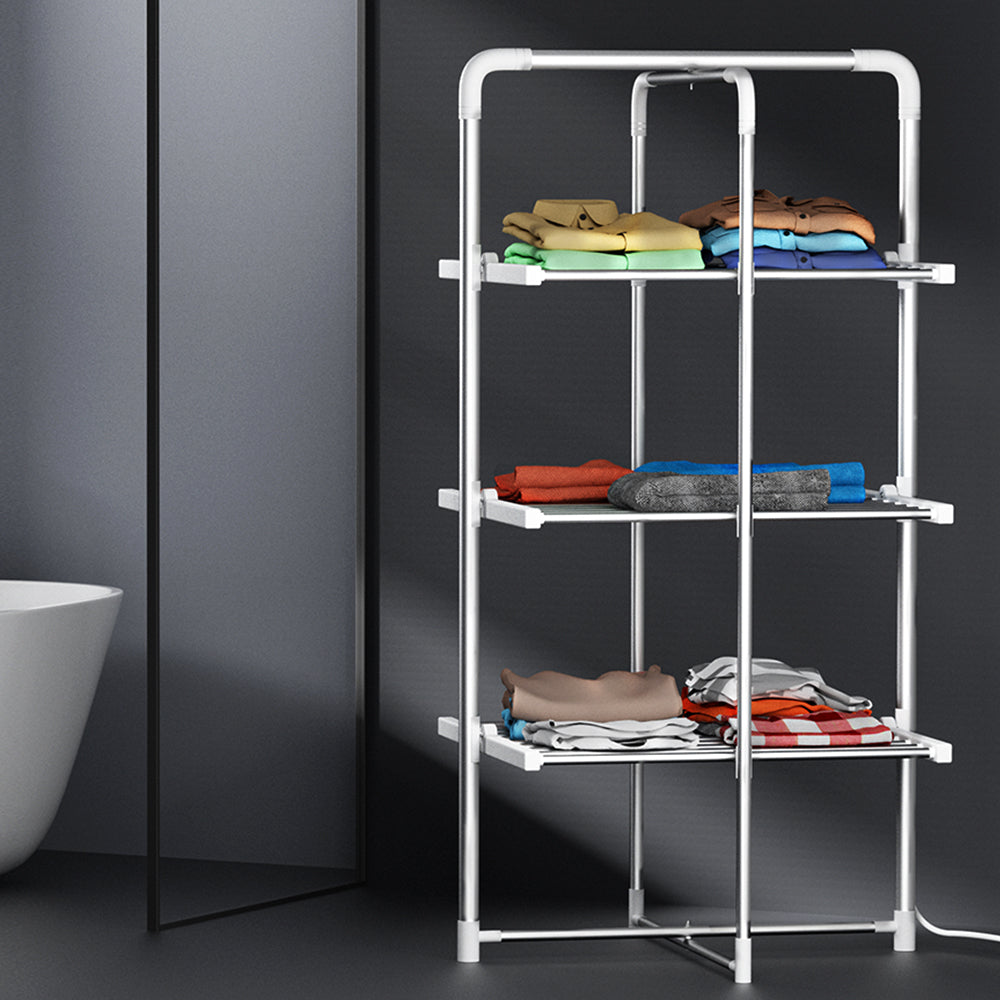 Devanti Electric Heated Towel Clothes Rail Rack Airer Dryer Warmer Stand 300W Devanti