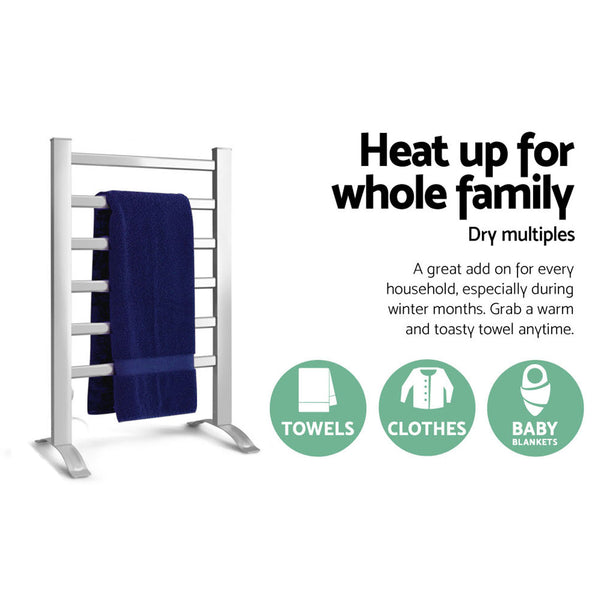 Devanti Electric Heated Towel Rail Rails Warmer Rack Aluminium Bar Bathroom freeshipping - Awezingly