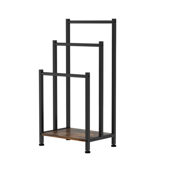 Devanti Freestanding Towel Rack 3 Tier Shelf Drying Storage Bathroom Home Black Devanti
