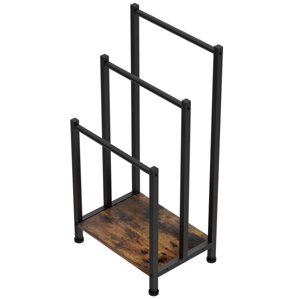 Devanti Freestanding Towel Rack 3 Tier Shelf Drying Storage Bathroom Home Black Devanti