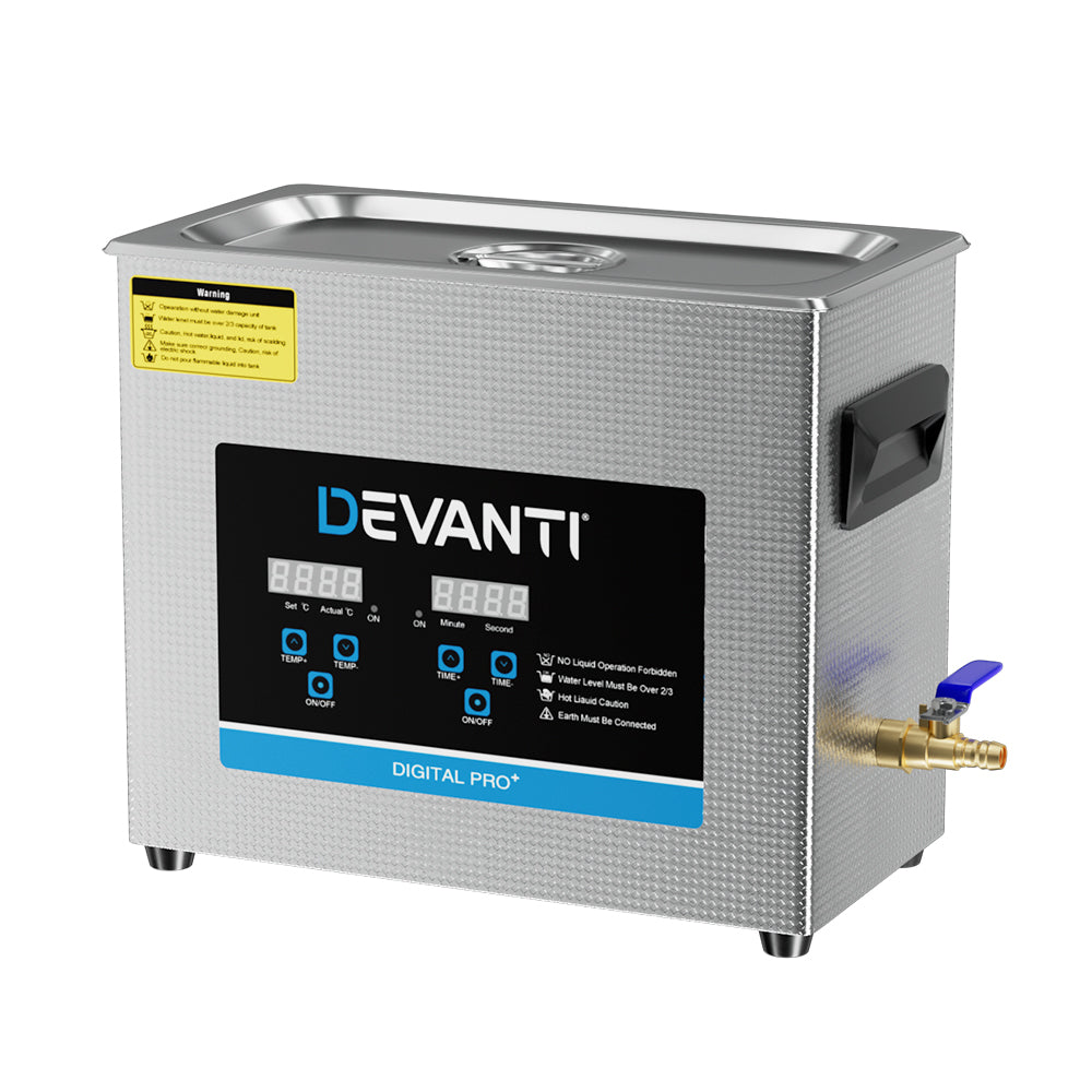 Devanti 6.5L Ultrasonic Cleaner Heater Cleaning Machine Timer Industrial 180W Devanti