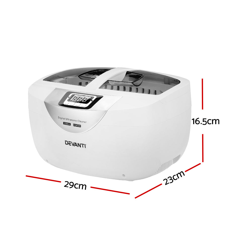 Devanti 2500ml Ultrasonic Cleaner Heater Jewellery Glasses Cleaning Machine 70W Devanti