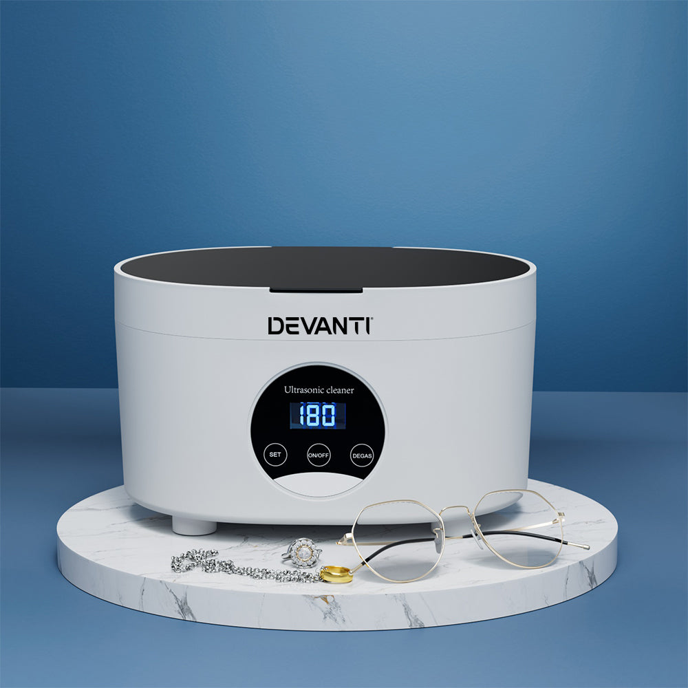 Devanti 600ml Ultrasonic Cleaner Timer Jewellery Glasses Cleaning Machine Degas Devanti