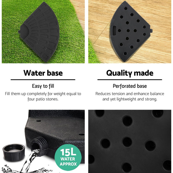 Instahut 3M Umbrella with 48x48cm Base Outdoor Umbrellas Cantilever Sun Beach Garden Patio Black freeshipping - Awezingly