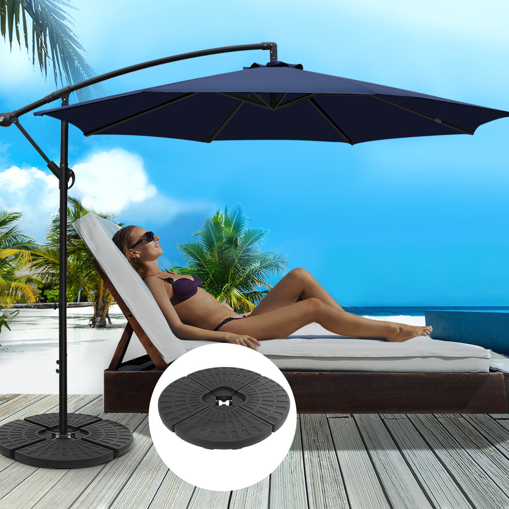 Instahut 3M Umbrella with 48x48cm Base Outdoor Umbrellas Cantilever Sun Beach Garden Patio Navy freeshipping - Awezingly