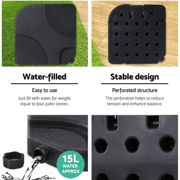 Instahut 3M Umbrella with 50x50cm Base Outdoor Umbrellas Cantilever Sun Stand UV Garden Beige freeshipping - Awezingly