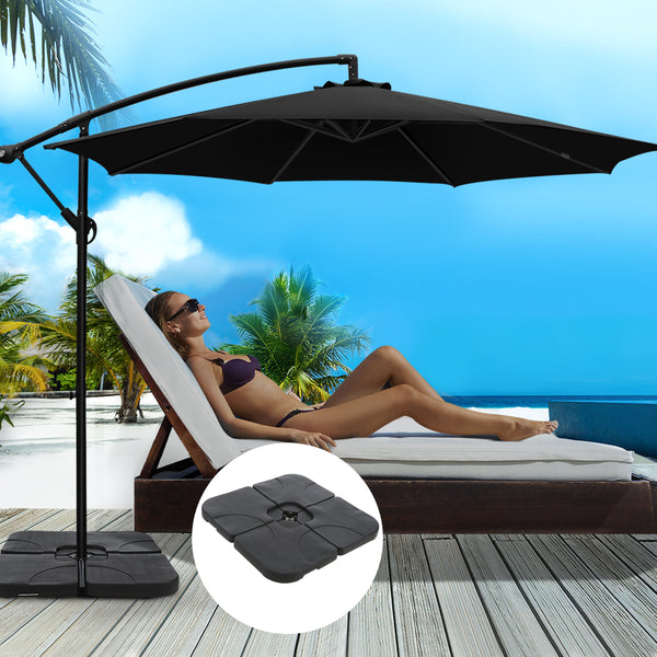 Instahut 3M Umbrella with 50x50cm Base Outdoor Umbrellas Cantilever Sun Stand UV Garden Black freeshipping - Awezingly