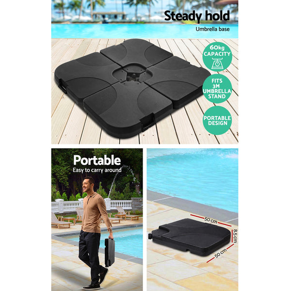 Instahut 3M Umbrella with 50x50cm Base Outdoor Umbrellas Cantilever Sun Stand UV Garden Charcoal freeshipping - Awezingly