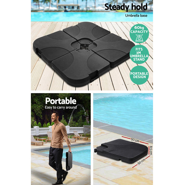 Instahut 3M Umbrella with 50x50cm Base Outdoor Umbrellas Cantilever Sun Stand UV Garden Grey freeshipping - Awezingly