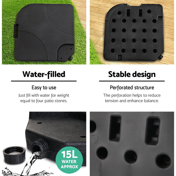 Instahut 3M Umbrella with 50x50cm Base Outdoor Umbrellas Cantilever Sun Stand UV Garden Grey freeshipping - Awezingly